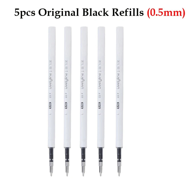 5pcs High-quality Retractable Gel Pen 0.5mm Quick Dry Black Ink Pen Fine Tip Smooth Writing Cutes Pen School Office Supplies