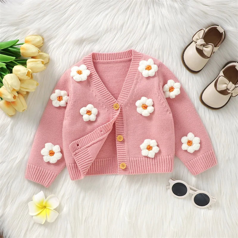 Baby Girls Cardigan Princess Long Sleeve Knit Jacket Cute Girls Sweater Coat Winter Infant Knitted Cardigan Baby Knit Clothes