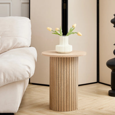 Set of 2 Nordic Style Wooden Round Coffee Table Set, Wooden Nesting Coffee Table, for Living Room/Bedroom Furniture