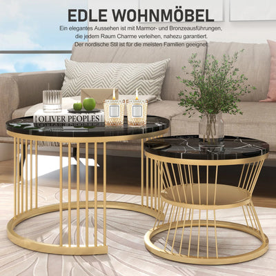 Creahappy Metal Frame Contemporary Coffee Table - Coffee Table Sets - Open Base and Round Top Designs