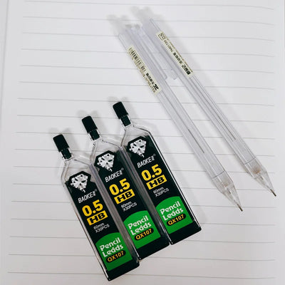 Mixed Loading 0.5&0.7mm Mechanical Pencil White Simple Automatic Pen for Students School Supplies Office Accessories Stationery