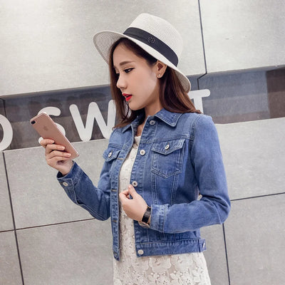 Spring Autumn Women Short Denim Jacket Candy 8 Colors Streetwear Chic Jean Coat Lady Slim Small Outerwear Female casual Tops