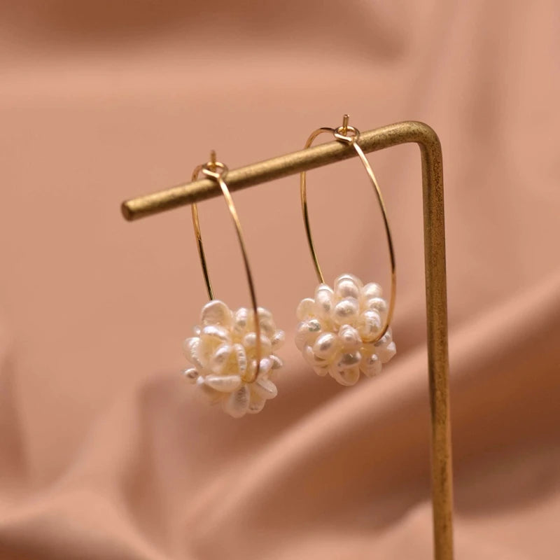 925 Sterling Silver Colorful Tassel Fresh Water Pearl Hoop Earrings Original Design Handmade Womans Luxe Jewelry GE0904