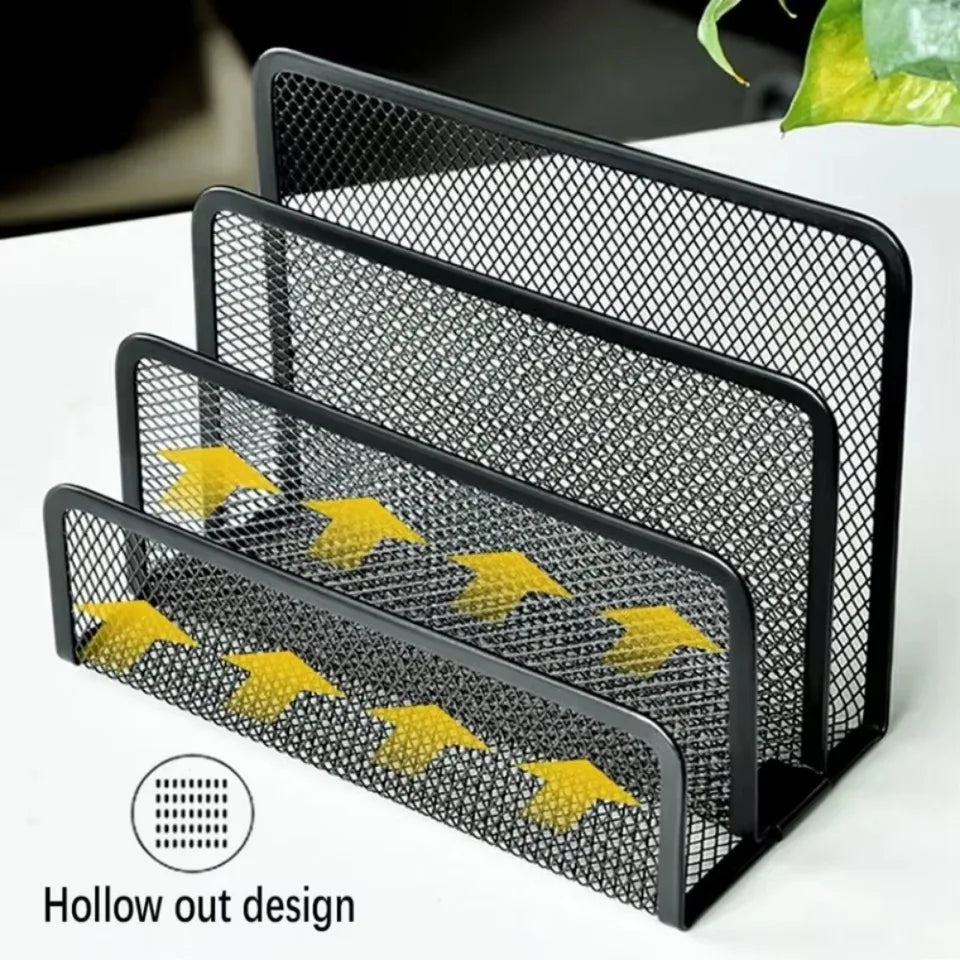3-layer Papers Trays Notebook Stand Rack Desk Black Metal Iron Mesh Holder for Magazine Document File Book Rack Organizer Office
