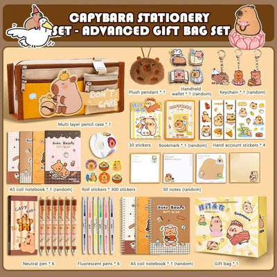 Large Capacity Gift Box Capybara Stationery Set Pencil Case Abundant Back-to-school Gift Kit Cute School Supplies for Students