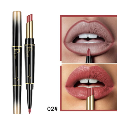Matte Smooth Lipstick Sexy Soft Matte Red Purple Lipstick Crayon Carving Lip Contours Lip Liner Pencil Double Head Lipsticks