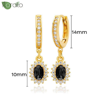 925 Sterling Silver Needle Fashion Round Pendant Small Earrings Luxury Gold Hoop Earrings for Women Premium Black Jewelry Gifts