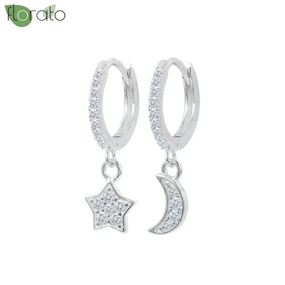 925 Sterling Silver Needle Little Huggies Hoop Earrings for Women Tiny Crystal Zirco Pendant Cartilage Earrings Piercing Jewelry
