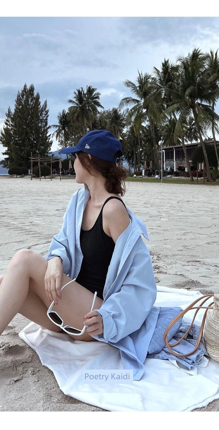 Hot Spring Classic Simple Open Back Outwear Photography Women's Swimsuit