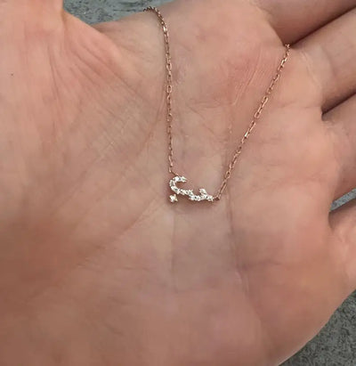 3 Colors Gold Plated 5A Cubic Zirconia Iced Out Bling Arabic Lover Letter Necklace 2023 Valentine's Day Gift For Girlfriend