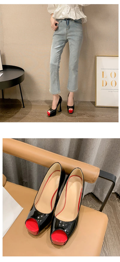 Elegant Pearl Shallow Women's Shoes 2025 Fashion Peep Toe Platform Ladies Thin High Heels Party Dress Pumps Shoes