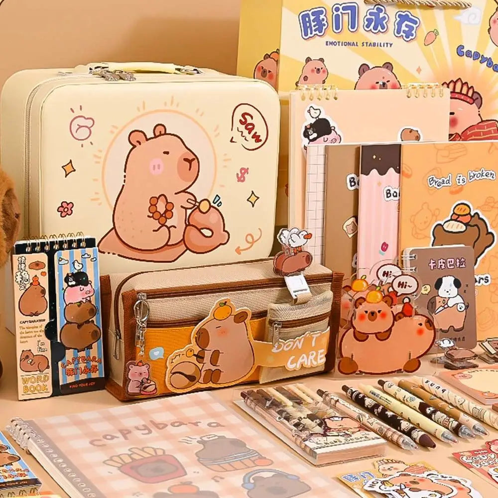 Large Capacity Gift Box Capybara Stationery Set Pencil Case Abundant Back-to-school Gift Kit Cute School Supplies for Students