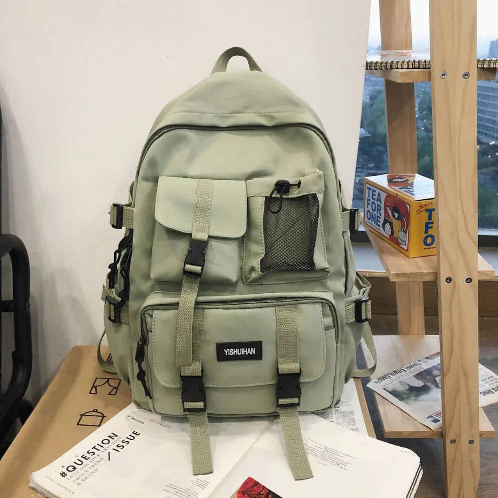 Casual Nylon Student Backpack Canvas Harajuku Shoulders Bag Rucksack Large Capacity School Bag Lady