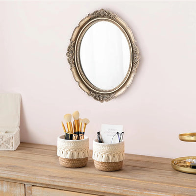 1Pcs Hand-woven Tassels Simple Nordic Cotton Rope Makeup Brush Stationery Pen Holder Storage Household Sundries Storage Basket