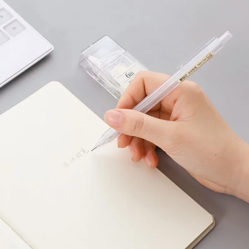 Mixed Loading 0.5&0.7mm Mechanical Pencil White Simple Automatic Pen for Students School Supplies Office Accessories Stationery