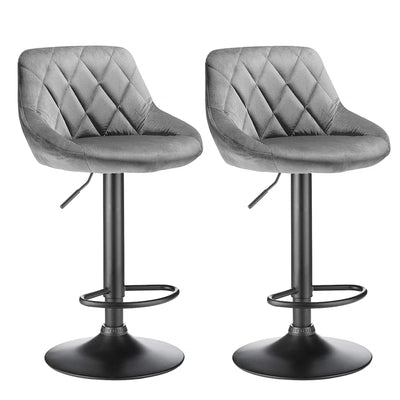 2-piece bar stool set, kitchen stool, upholstered bar stool, swivel bar stool height adjustable 85-105 cm, velvet seat, metal ba