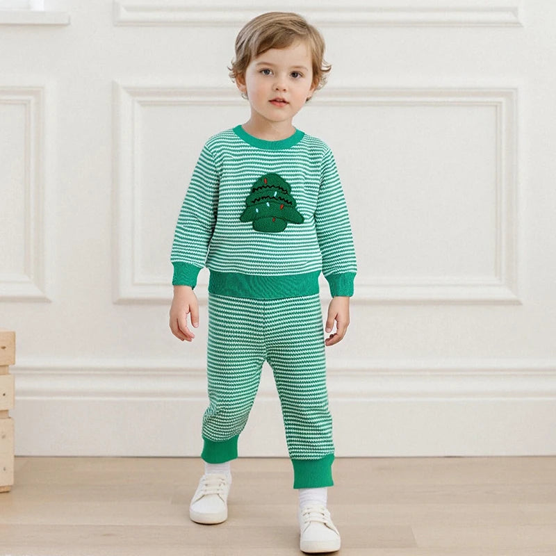 Adorable Baby Boys Girls Thanksgiving Costumes Turkey Tree Ghost Pumpkin Embroidery Hoodies and Pants 2Pcs Outfit Set for Fall
