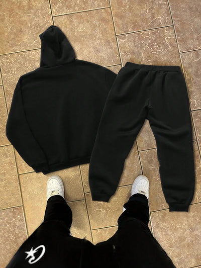 Y2K Unisex White Hoodie and Jogger Set, Casual Sportswear, Comfortable Sweatshirt and Pants, Trendy Outfit for Men and Women