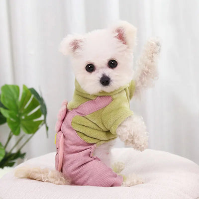 Soft Warm Dog Jumpsuits Pet Dog Coat for Small Dog Flower Pattern Puppy Pajamas Luxury Cat Jumpsuits Pet Jacket Coat Dog Clothes