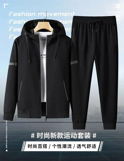 Male Workout Sports Outfit Autumn Spring Men Running Sports Tracksuits Sets Hoodies Zipper Outwear Sportwear+Sweatpants Sets