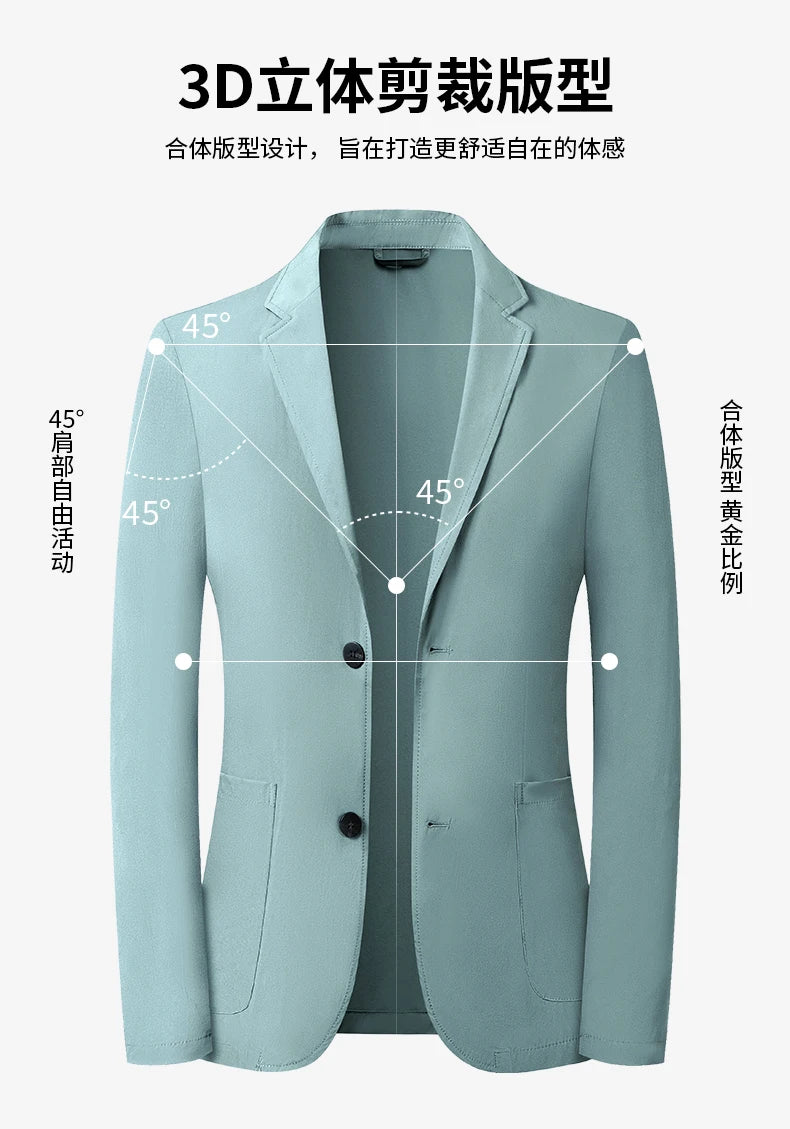 2024 Summer New Casual Sunscreen Small Suit Top for Men, Thin Ice Silk Sunscreen Quality, Fashionable and Versatile Suit Top