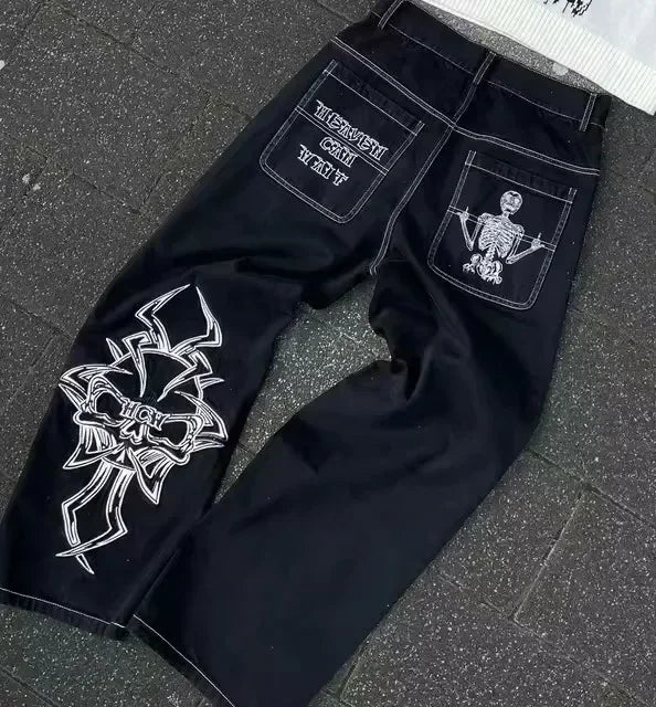 Y2k Streetwear Jeans Mens Womens Harajuku Retro Multi Pocket Washed Worn Out Jeans Fashionable Hip Hop Oversized Wide Leg Pants