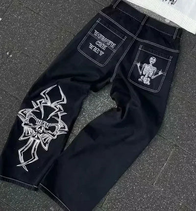 Y2k Streetwear Jeans Mens Womens Harajuku Retro Multi Pocket Washed Worn Out Jeans Fashionable Hip Hop Oversized Wide Leg Pants