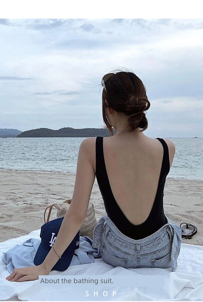 Hot Spring Classic Simple Open Back Outwear Photography Women's Swimsuit