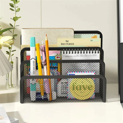 3-layer Papers Trays Notebook Stand Rack Desk Black Metal Iron Mesh Holder for Magazine Document File Book Rack Organizer Office