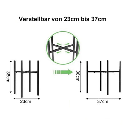 Blumenständer Erweiterbare Breite für 23-37cm und Verstellbare Höhe, Metall Pflanzenhalter,Blumentopfhalter, Topfpflanzenständer