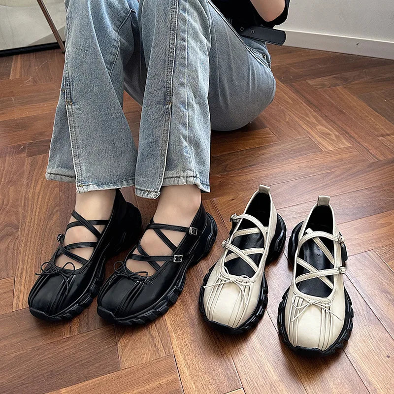 Ballerinas Woman 2025 Clogs Platform Low Heels Bow-Knot Casual Female Sneakers Summer Shoes Ladies Shallow Mouth Flats Ballet Cr