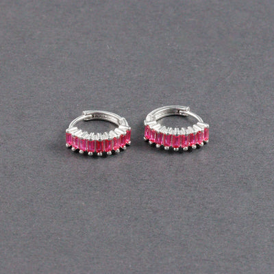 Fashion Multicolor Zircon Crystal Small Hoop Earrings Women Stainless Steel Flower Square Cartilage Earring Piercing Jewelry