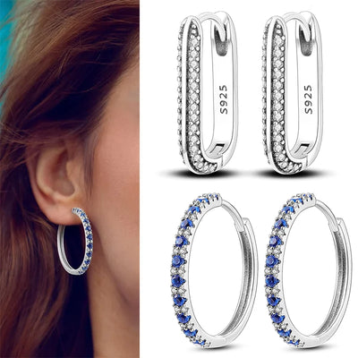 Hot Sale 925 Sterling Silver Heart Earrings Fit Original Charms Hoop Earrings For Women girls Stud Earring Fine Jewelry Gifts