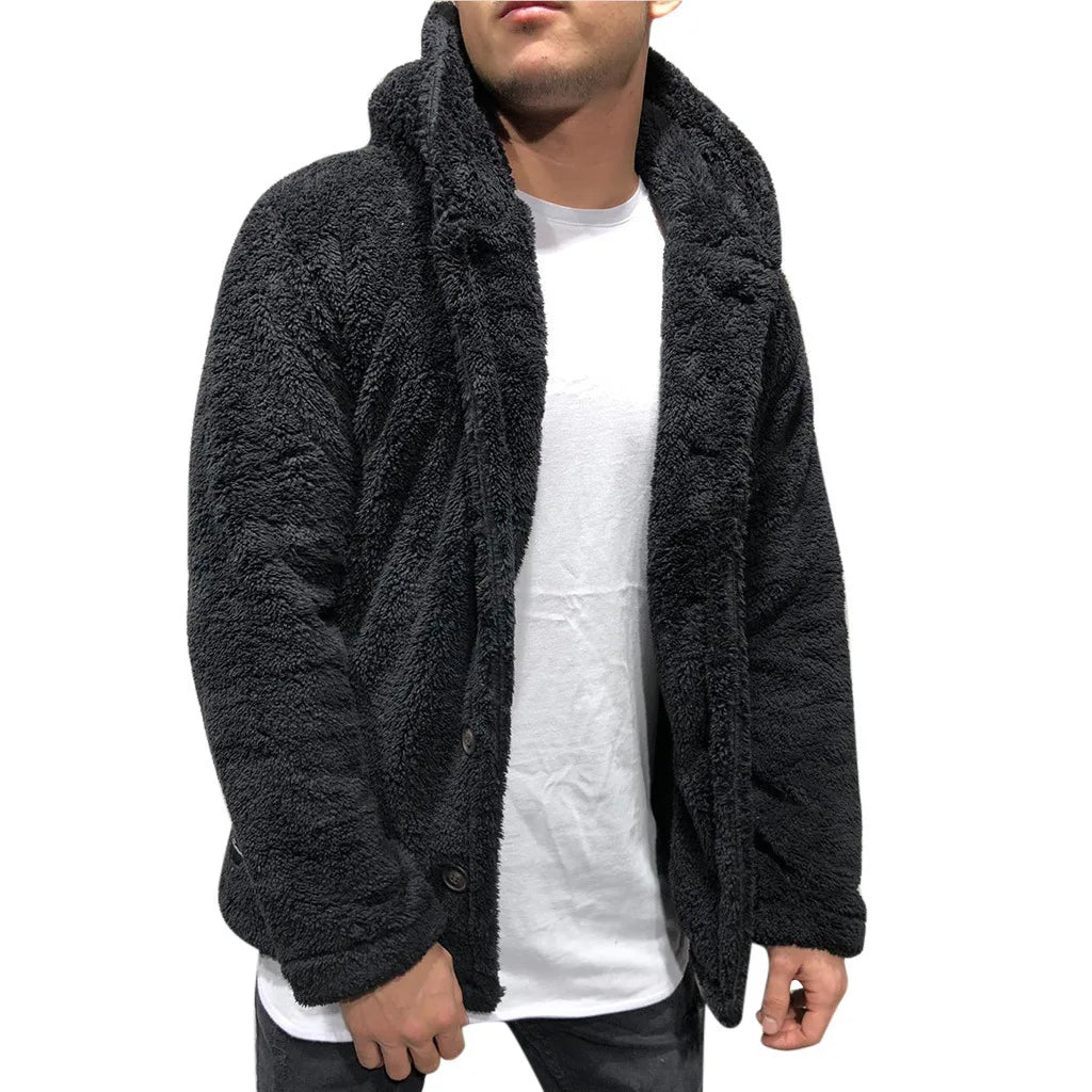 Autumn Winter Hoody Sweatshirt Coats Casual Male Long Sleeve Solid Color Fleece Hoodie Cardigan Coat Outwear FYY-1028