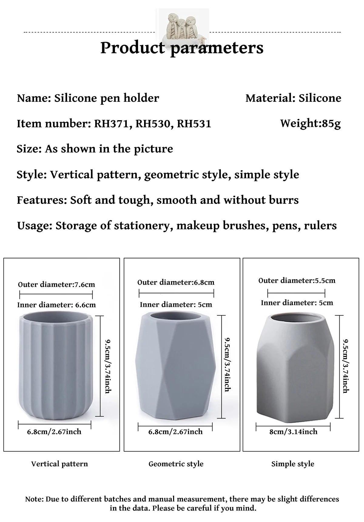 1PC Silicone Simple Pen Holder Korean Stationery Desktop Storage Necessities for Back to School Study Office Stationery