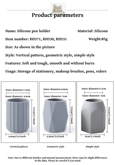 1PC Silicone Simple Pen Holder Korean Stationery Desktop Storage Necessities for Back to School Study Office Stationery