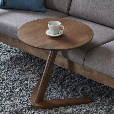 Nordic Style Solid Wood Side Table Sofa Side Table Living Room Small Coffee Table for Small Spaces Bedroom Rustic Walnut