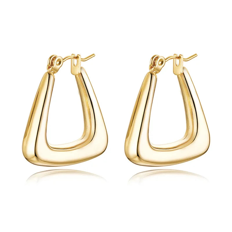 Fashion Square Geometric Hoop Earrings for Women, Chic Metal Stainless Steel Lady Earrings Bijoux Femme New Jewelry