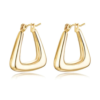 Fashion Square Geometric Hoop Earrings for Women, Chic Metal Stainless Steel Lady Earrings Bijoux Femme New Jewelry