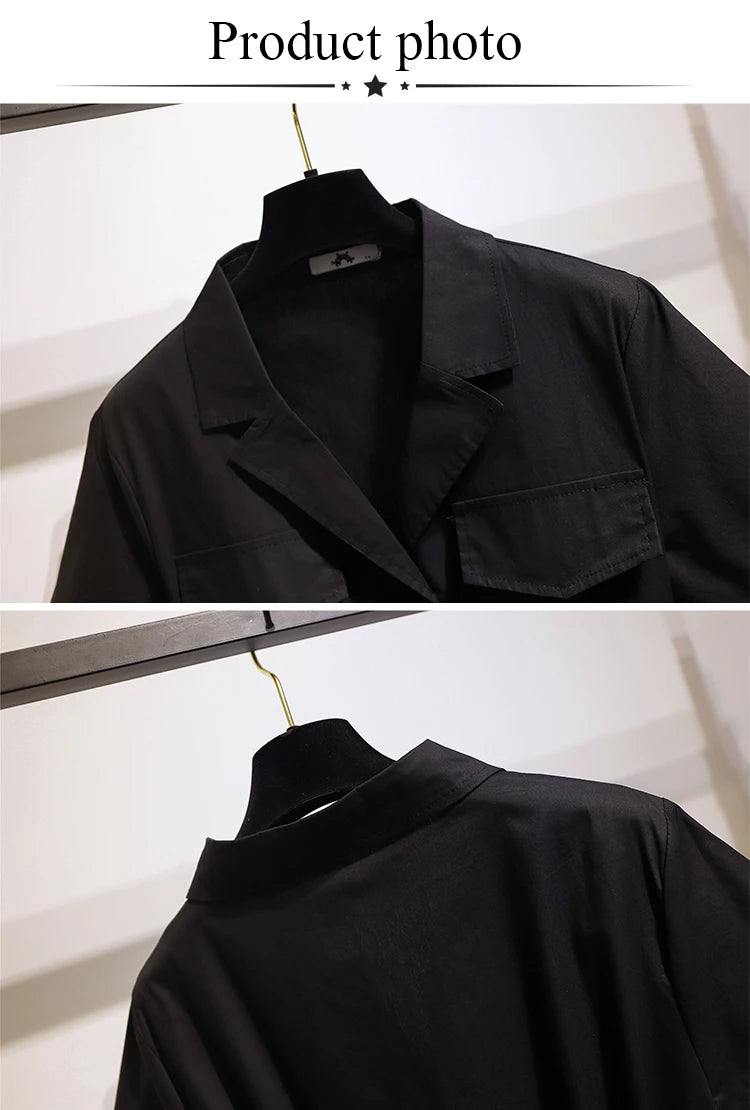 Summer Plus Size Women's Casual Dress Loose Comfortable Splicing Design Mid-length Dress 2025 New Women's Clothing Office Dress