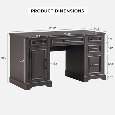 Large Computer Desk with Drawers, Embossed Texture Home Office Desk, Workspace for Work Study Writing