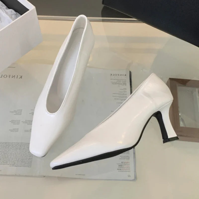 Elegant Woman High Heel Shoes Square Toe Pumps Female Office Shoe Shallow Designer Shoes Spring Autumn Brand Retro Witch Shoes