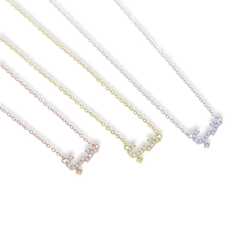 3 Colors Gold Plated 5A Cubic Zirconia Iced Out Bling Arabic Lover Letter Necklace 2023 Valentine's Day Gift For Girlfriend