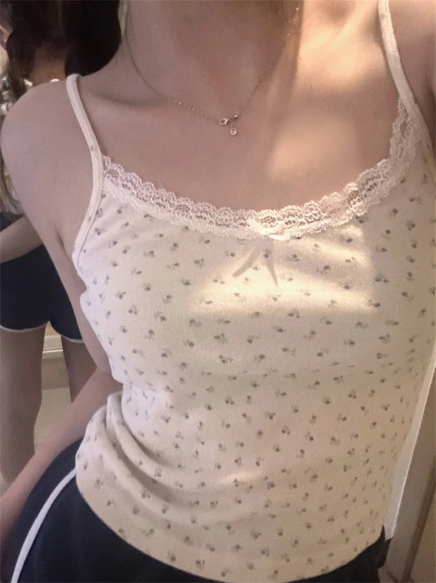 Y2k Short sleeve Sexy U Collar Floral Print Lace Slim T-shirt 2025 Summer Women Clothing Floral Slim Shirt Button T-shirt Top