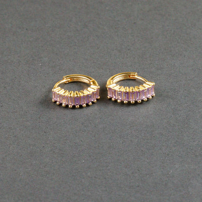 Fashion Multicolor Zircon Crystal Small Hoop Earrings Women Stainless Steel Flower Square Cartilage Earring Piercing Jewelry