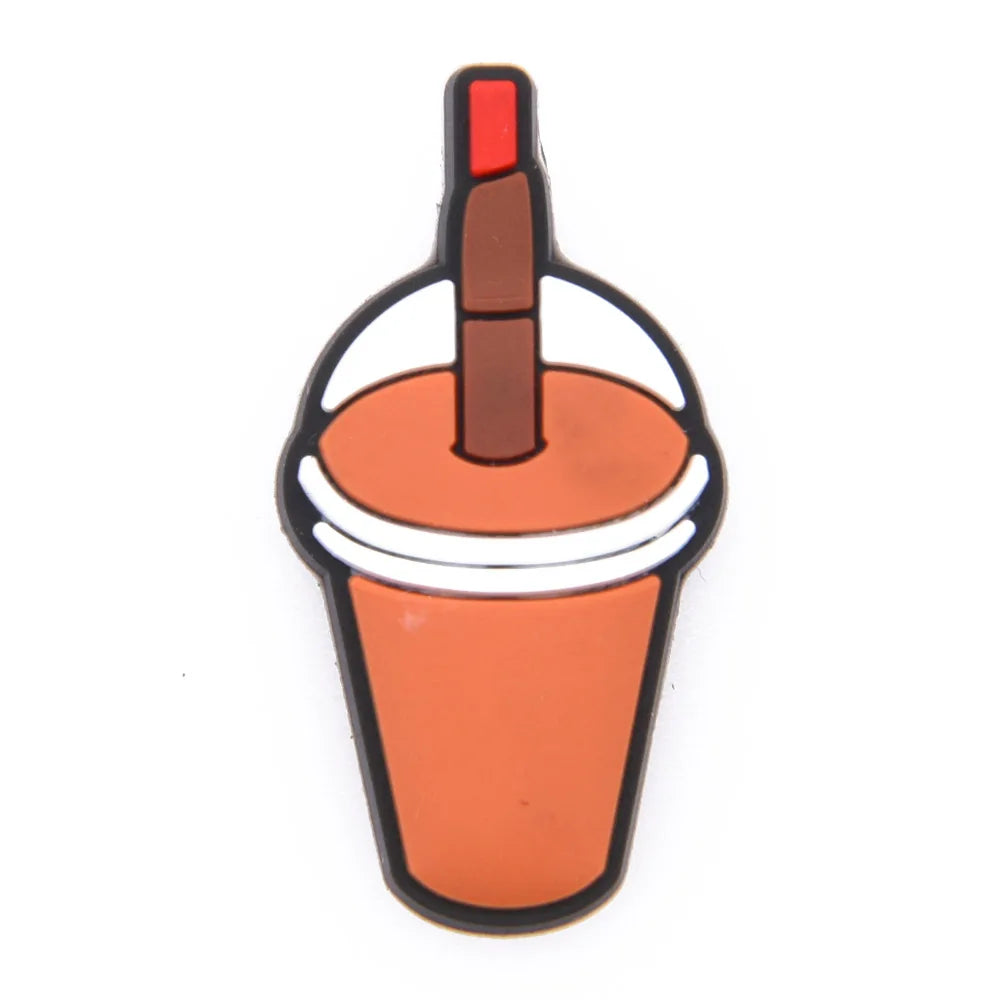 1pc Cute Cartoon Cat Coffee Cup PVC Shoe Charms Buckle Clogs Accessories for Girls Sandals Decoration Kids Gift