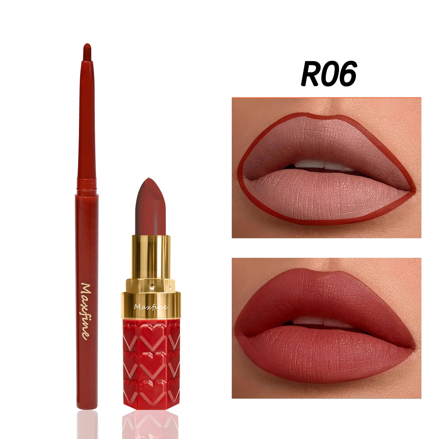 Velvet Matte Lip Liner Lipstick Pen Set Waterproof Long Lasting Sexy Red Contour Tint Lipstick Non-stick Cup Lipliner Pen Makeup