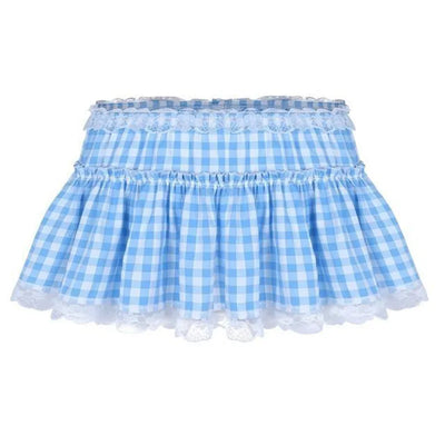 Lace Gingham Mini Skirt
