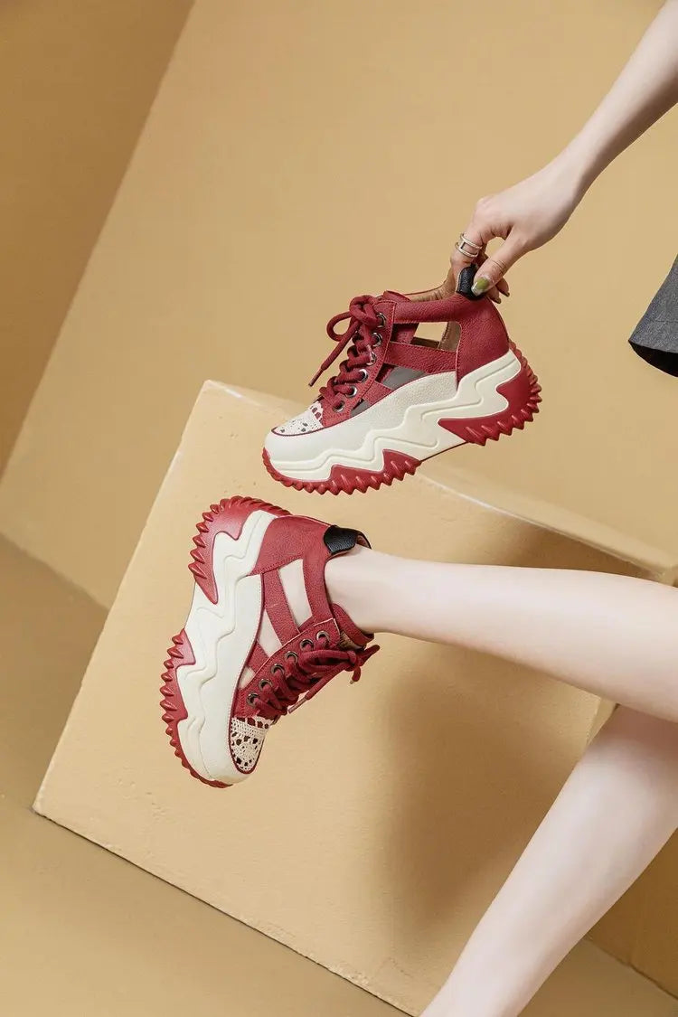 2024 New Sandals Fashion  Mesh Shoe Women Sport  Hollow Out Casual Round Toe Wedge Women Shoes Roman Retro