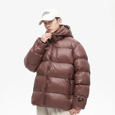 Solid Color with Hoodie Warm Puffer Jackets Padded Cotton Clothes Waterproof Jackets Man Winter Coats Men Hooded Zipper Parkas
